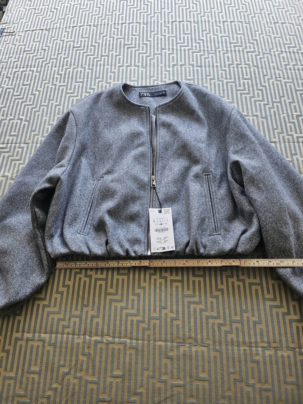 Zara Gray Wool-Blend Bomber Jacket - Picture 5 of 6